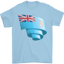 Curled Fiji Flag Fijian Day Football Mens T-Shirt 100% Cotton Light Blue