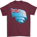 Curled Fiji Flag Fijian Day Football Mens T-Shirt 100% Cotton Maroon