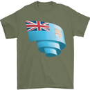 Curled Fiji Flag Fijian Day Football Mens T-Shirt 100% Cotton Military Green