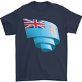 Curled Fiji Flag Fijian Day Football Mens T-Shirt 100% Cotton Navy Blue