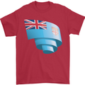 Curled Fiji Flag Fijian Day Football Mens T-Shirt 100% Cotton Red