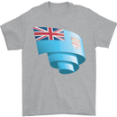 Curled Fiji Flag Fijian Day Football Mens T-Shirt 100% Cotton Sports Grey