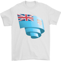Curled Fiji Flag Fijian Day Football Mens T-Shirt 100% Cotton White