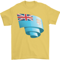 Curled Fiji Flag Fijian Day Football Mens T-Shirt 100% Cotton Yellow
