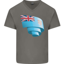 Curled Fiji Flag Fijian Day Football Mens V-Neck Cotton T-Shirt Charcoal
