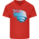 Curled Fiji Flag Fijian Day Football Mens V-Neck Cotton T-Shirt Red