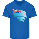 Curled Fiji Flag Fijian Day Football Mens V-Neck Cotton T-Shirt Royal Blue