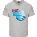 Curled Fiji Flag Fijian Day Football Mens V-Neck Cotton T-Shirt Sports Grey