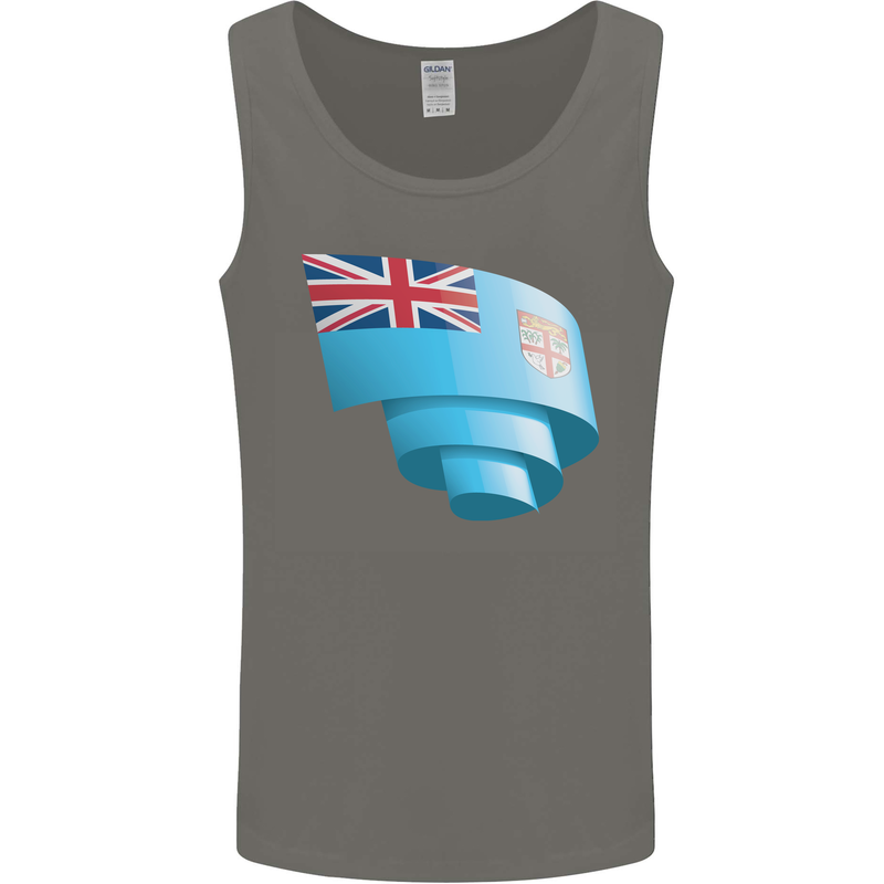 Curled Fiji Flag Fijian Day Football Mens Vest Tank Top Charcoal