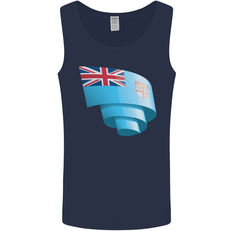 Curled Fiji Flag Fijian Day Football Mens Vest Tank Top Navy Blue