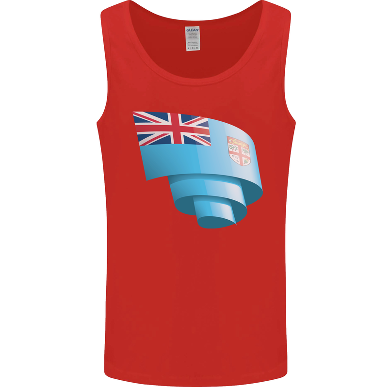 Curled Fiji Flag Fijian Day Football Mens Vest Tank Top Red
