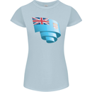Curled Fiji Flag Fijian Day Football Womens Petite Cut T-Shirt Light Blue