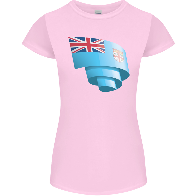 Curled Fiji Flag Fijian Day Football Womens Petite Cut T-Shirt Light Pink