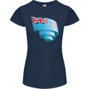 Curled Fiji Flag Fijian Day Football Womens Petite Cut T-Shirt Navy Blue