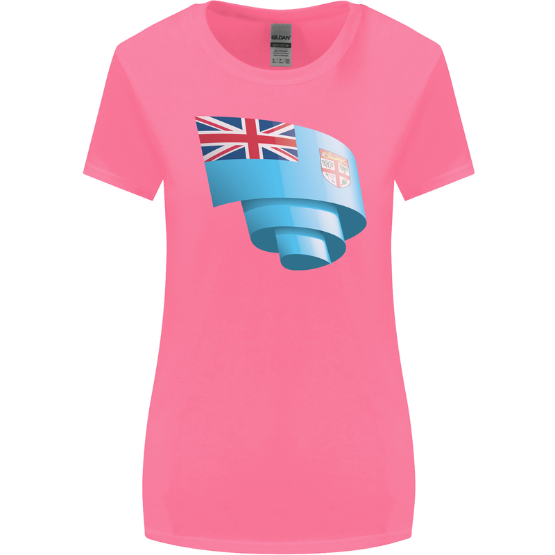 Curled Fiji Flag Fijian Day Football Womens Wider Cut T-Shirt Azalea