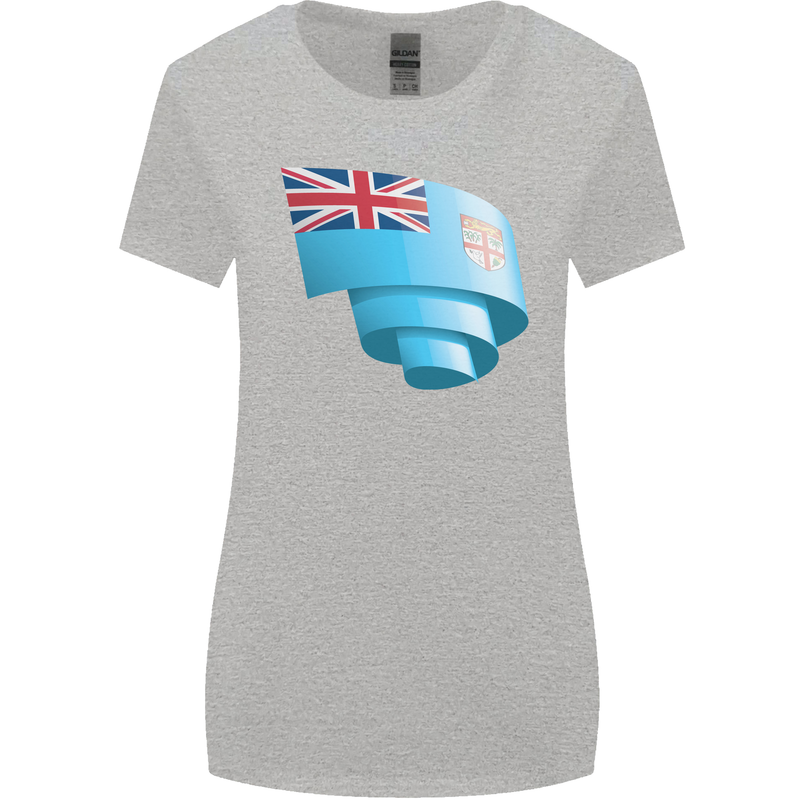 Curled Fiji Flag Fijian Day Football Womens Wider Cut T-Shirt Sports Grey