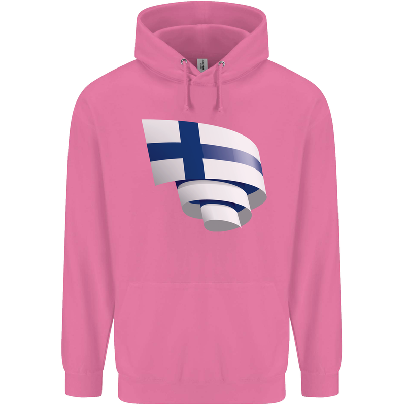 Curled Finland Flag Finnish Day Football Childrens Kids Hoodie Azalea