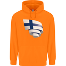 Curled Finland Flag Finnish Day Football Childrens Kids Hoodie Orange