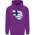 Curled Finland Flag Finnish Day Football Childrens Kids Hoodie Purple