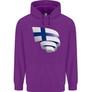 Curled Finland Flag Finnish Day Football Childrens Kids Hoodie Purple