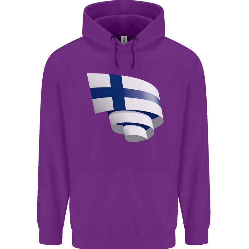 Curled Finland Flag Finnish Day Football Childrens Kids Hoodie Purple