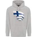 Curled Finland Flag Finnish Day Football Childrens Kids Hoodie Sports Grey