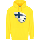 Curled Finland Flag Finnish Day Football Childrens Kids Hoodie Yellow