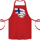 Curled Finland Flag Finnish Day Football Cotton Apron 100% Organic Red