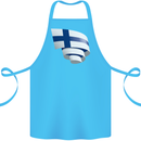Curled Finland Flag Finnish Day Football Cotton Apron 100% Organic Turquoise