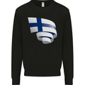 Curled Finland Flag Finnish Day Football Kids Sweatshirt Jumper Black