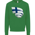 Curled Finland Flag Finnish Day Football Kids Sweatshirt Jumper Irish Green