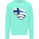 Curled Finland Flag Finnish Day Football Kids Sweatshirt Jumper Peppermint