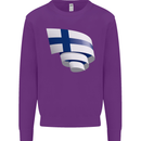 Curled Finland Flag Finnish Day Football Kids Sweatshirt Jumper Purple