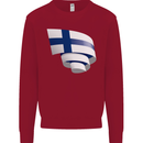 Curled Finland Flag Finnish Day Football Kids Sweatshirt Jumper Red