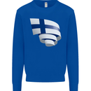 Curled Finland Flag Finnish Day Football Kids Sweatshirt Jumper Royal Blue