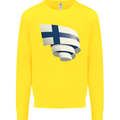 Curled Finland Flag Finnish Day Football Kids Sweatshirt Jumper Yellow