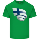 Curled Finland Flag Finnish Day Football Kids T-Shirt Childrens Irish Green