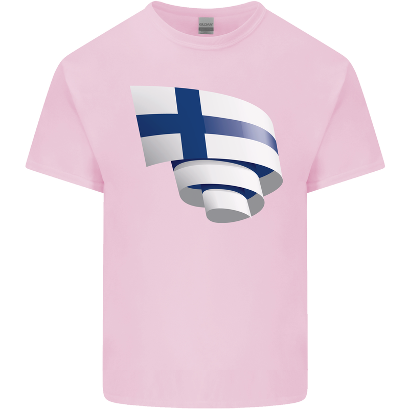 Curled Finland Flag Finnish Day Football Kids T-Shirt Childrens Light Pink