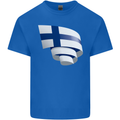 Curled Finland Flag Finnish Day Football Kids T-Shirt Childrens Royal Blue