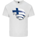 Curled Finland Flag Finnish Day Football Kids T-Shirt Childrens White