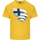 Curled Finland Flag Finnish Day Football Kids T-Shirt Childrens Yellow