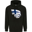 Curled Finland Flag Finnish Day Football Mens 80% Cotton Hoodie Black