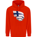 Curled Finland Flag Finnish Day Football Mens 80% Cotton Hoodie Bright Red