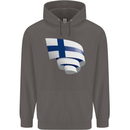 Curled Finland Flag Finnish Day Football Mens 80% Cotton Hoodie Charcoal