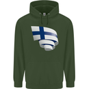 Curled Finland Flag Finnish Day Football Mens 80% Cotton Hoodie Forest Green