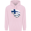 Curled Finland Flag Finnish Day Football Mens 80% Cotton Hoodie Light Pink