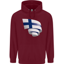 Curled Finland Flag Finnish Day Football Mens 80% Cotton Hoodie Maroon