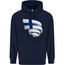Curled Finland Flag Finnish Day Football Mens 80% Cotton Hoodie Navy Blue