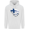 Curled Finland Flag Finnish Day Football Mens 80% Cotton Hoodie White