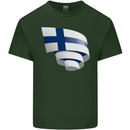 Curled Finland Flag Finnish Day Football Mens Cotton T-Shirt Tee Top Forest Green